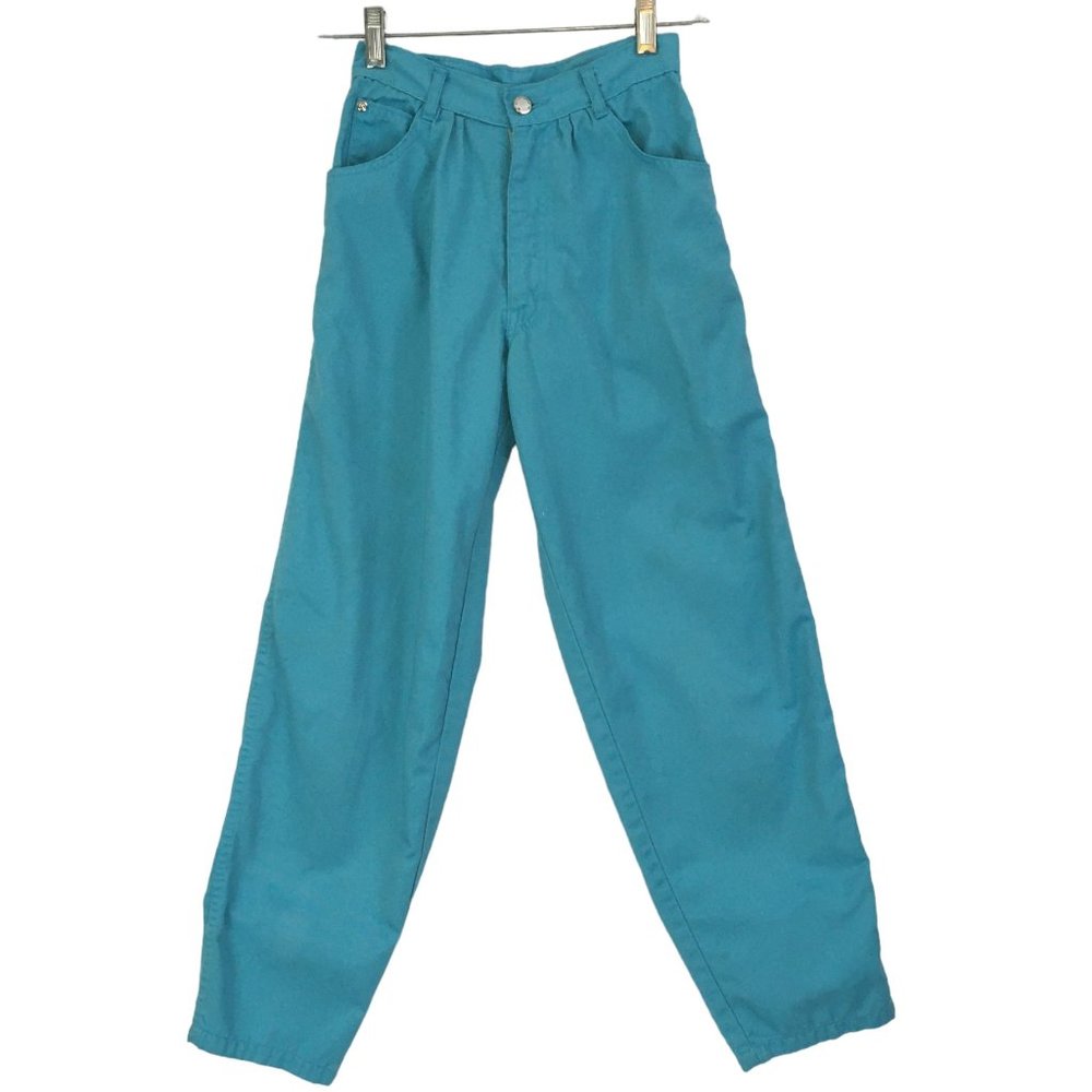 Gitano Vintage Juniors Turquoise Blue Pleated Front Pants, sz 3,‎ 24 waist